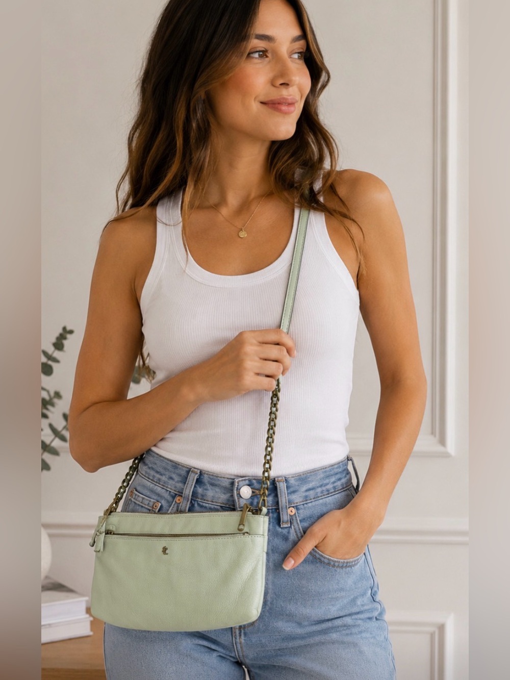 🐱NWT ELLIOT LUCCA Leather Mint Crossbody